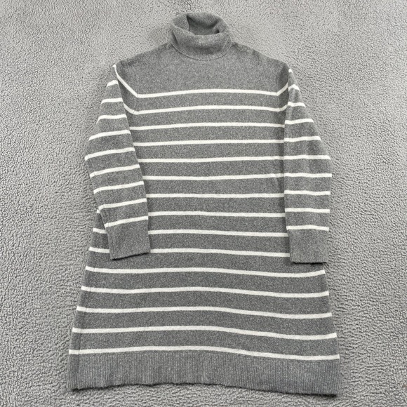 J.Crew Dresses & Skirts - J.Crew Sweater Dress Womens XL Gray Striped BC720 Turtleneck Long Sleeve Knit